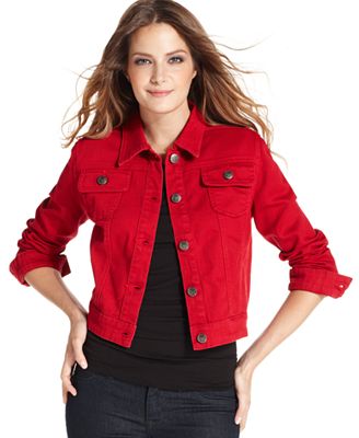 red blue jean jacket