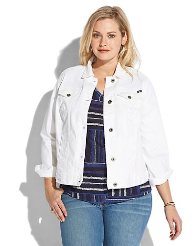 Plus Size White Jean Jacket – Jackets
