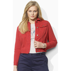 red plus size jean jacket