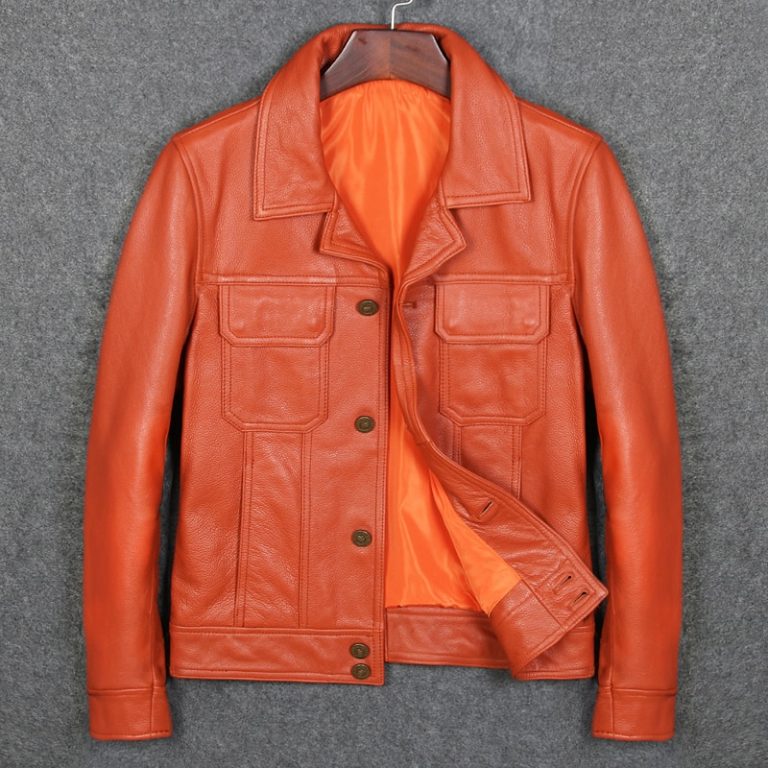 Orange Leather Jacket Jackets