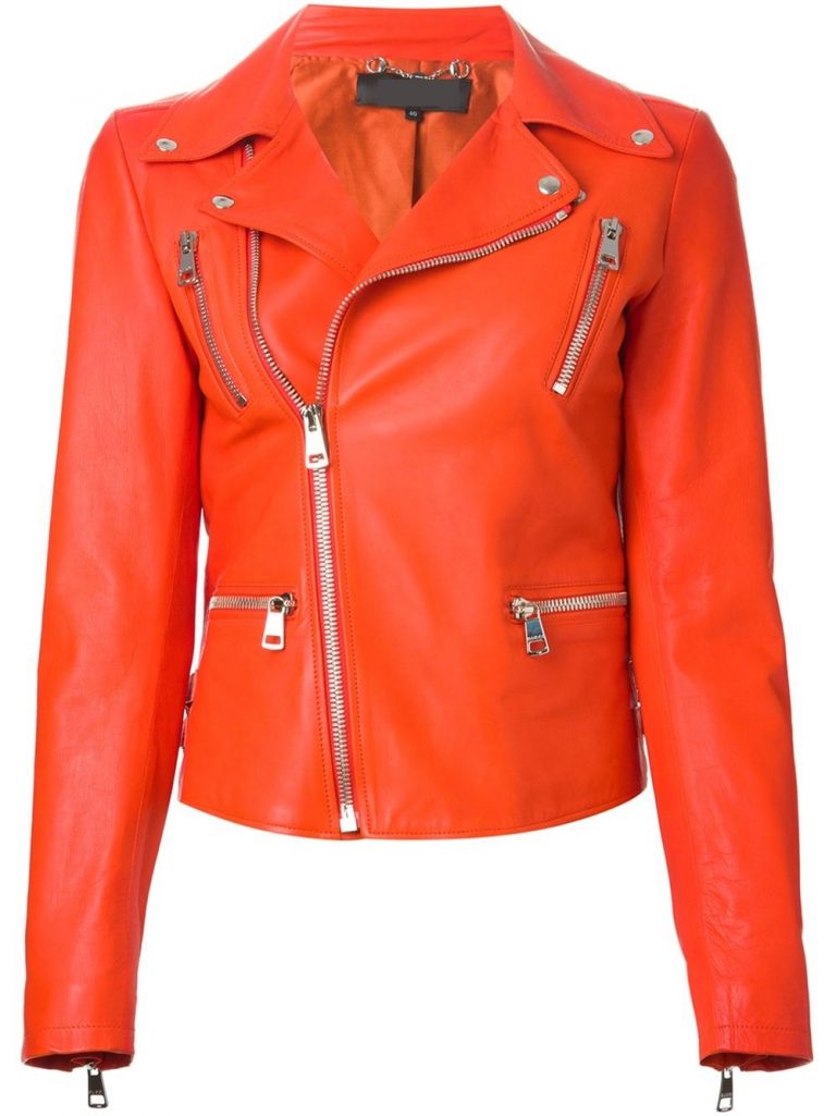 Orange Leather Jacket - Jackets