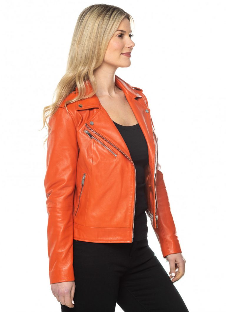 Orange Leather Jacket - Jackets